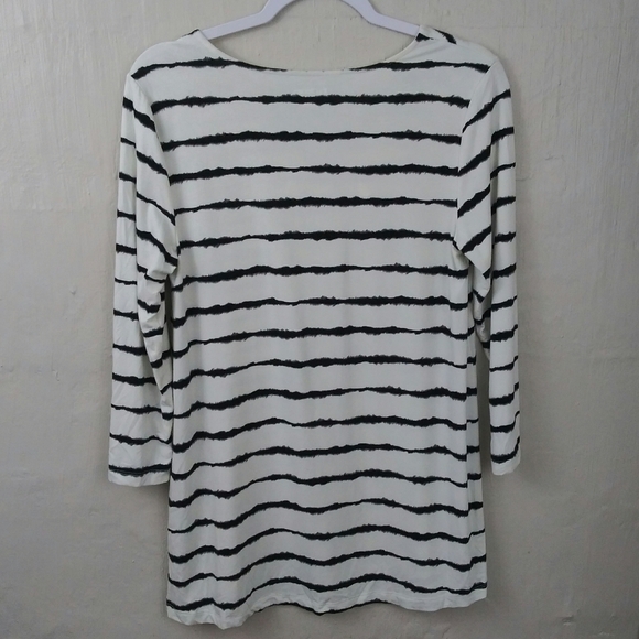 𝅺KIM Rogers 3/4 Sleeve Striped Rayon Tunic Top - Picture 4 of 8